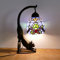 AIBOTY Nachttischlampe, Mini-Nachtlicht, Tiffany-Lampe, Buntglaslampe, kleine Tischlampe mit Katzenlegierungssockel, Kinderschlafzimmer Nachttisch Schreibtisch Akzentlampe für Tiere Kitty Lover,B