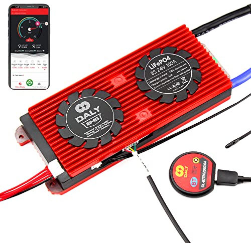@tec DALY Smart BMS mit Bluetooth für 3.2V LiFePO4 Akkus 4S 8S 16S - Batterie Management System 12V 24V 48V (8S 24V 100A BT)