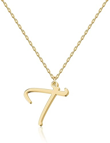 Personalisierte Initialen-Halskette - Handgeschriebener Schriftstil aus Edelstahl - Minimalistischer Schmuck - Nicht verblassend & hypoallergen - Geschenktasche inkludiert - 16 + 2 Verlängerung