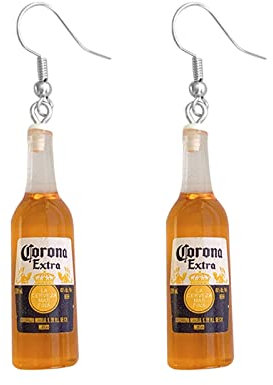 Personalized simulation mini beer bottle earrings, creative and fun girl wine bottle earrings Earring Titanium