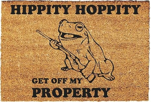Giftstory Kokosmatte Fußmatte Kokos Hippity Hoppity für Innen und Außen 60x40 Fussmatte Haustür - Willkommen Doormat Mat Lustig Türmatte - Geschenk Gift Gadget