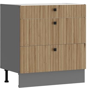 Küche AVA Artisan Unterschrank 80 cm Lamellenoptik Küchenzeile Einbauküche