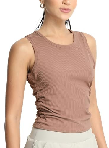 icyzone Damen Sport Tank Top Gerippt Gym Fitness Shirt Ärmellos Sommer Yoga Top (Twilight Rose, M)