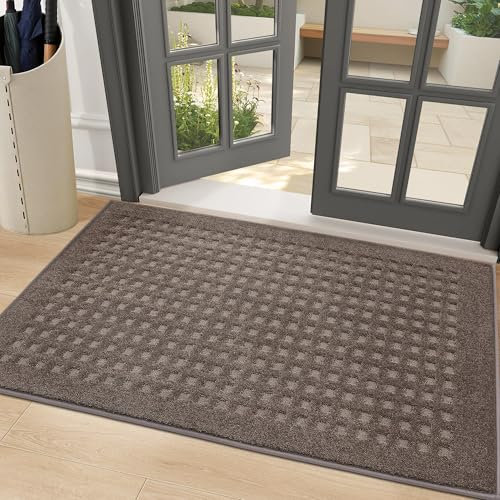 BEQHAUSE Fussmatte Innen, waschbar Fußmatte Innen, rutschfeste Schmutzfangmatte 80x120cm, Teppich Eingangsbereich Innen für Hund, Innenbereich, Haustür, Flur, Braun