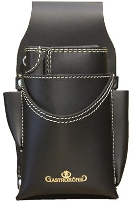 Gastrokönig Kellnertaschen-Set, das Original, GARANTIE lebenslang, Kellnergeldtasche, Kellner-Portemonnaie, Kellnerbörse aus Leder, für Männer und Frauen (Schwarz Kontrast)