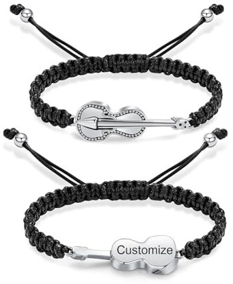 Minicremation Pulsera de urna de guitarra para cenizas, urna para amantes de la guitarra, pulsera de cuerda trenzada, pulsera de ceniza, instrumento musical, recuerdo para guitarristas para mujeres y