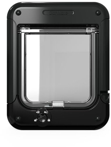 Cat Mate Rotary 4-Way-Locking Cat Flap (358) - Versatile Lockable Door for Small to Average-Sized Cats, for Single/Multiple Glazing, UPVC, Wall and Wood, Black