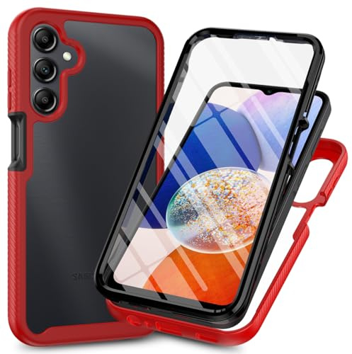 Sawiqpd for Samsung Galaxy A16 5G/4G Case and Screen Protector, Red | 360 Degree Protection, Military Heavy Duty Protection, Hybrid PC & TPU, Shockproof Full Body Bumper, Clear Slim Phone Cover