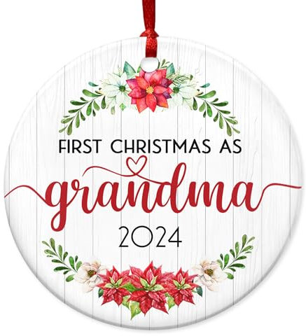 GEEMBI Erstmalige Oma Geschenke für Frauen - Weihnachtsschmuck, neue Oma Geschenke zum ersten Mal 2024, Schwangerschaftsankündigung für Oma, gefördert zur Oma - Weihnachtsdekorationen Keramikornamente