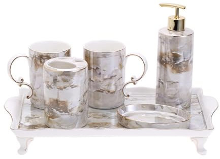 SBCGFY Kit de baño de cerámica, Juego de artículos de tocador, Taza para Enjuague bucal, Suministros para baño, Regalos para el baño