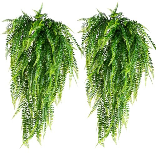 Halbur Artificial Hanging Fern Plants, 4PCS Artificial Hanging Plant, Plants Fake Indoor, 83.8CM Fern Tendrils Artificial Plant Hang-ing Leaf Decoration for Living Room, Kitchen