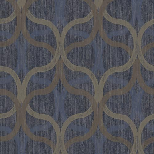Boutique Refine Geometric Navy & Gold Wallpaper | Paste the Wall | Navy Geometric | Eco-Friendly