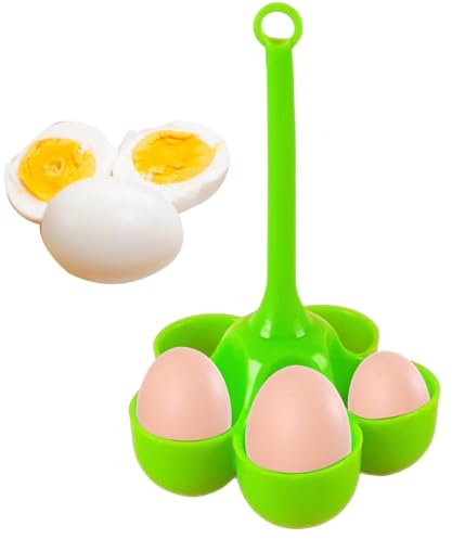Support de chaudière à œufs | 5 grilles en silicone avec longue poignée | Porte-œufs lavable en silicone pour pocher les œufs bouillants