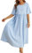 Robe Lin Grande Taille Femme, Robe Femme Grande Taille, Ete Lâche Tunique en Lin Robe Col en V Décontractée Manche Courte Robes pour Fêter Robe De Vacances À La Plage