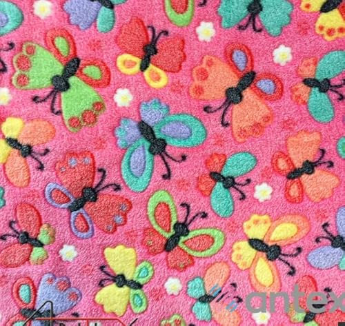 PinkZebra Puppendecke für Puppenbett, Decke 40 x 50 cm für Puppenwagen, weiche Decke für Kuscheltiere & Puppen von 28 bis 48 cm, kuschelige Überwurfdecke, Fleecedecke flauschig, Schmetterlinge