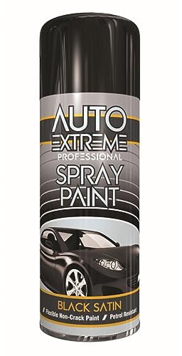 SCHNAZZ - 2 x Auto Extreme Black Satin Aerosol Spray Paint 400ml, Professional Quality, Perfect Finish, Multipurpose Exterior and Interior Spray for Cars, Bikes,Vans, Metal, Wood and more