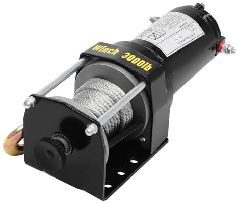 Elektrische Seilwinde 12V, mit Fernbedienung, 1300 kg Offroad Motorwinde Seilzug Elektrowinde, 6 m Stahlseil