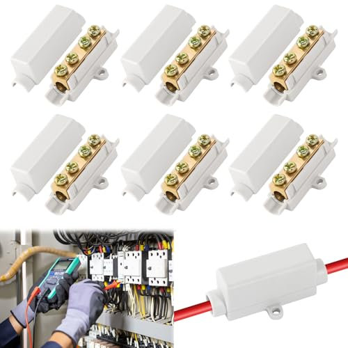 Stoßverbinder 6 Stück Kabelverbinder Klemmblock Klemmleiste Messing Drahtverbinder Hauptleitungsabzweigklemme Verbindungsklemmen für 2,5 Bis 16 mm² Draht