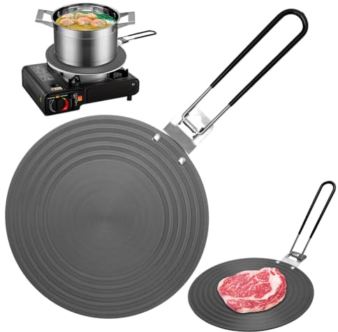 Yuragim Induktion Adapterplatte, Adapterplatte für Induktionsherd, 24 cm Induktionskochteller Adapter für die Verwendung von Kaffeekannen und Kochgeschirr auf Induktionskochfelder, mit Faltbarer Griff