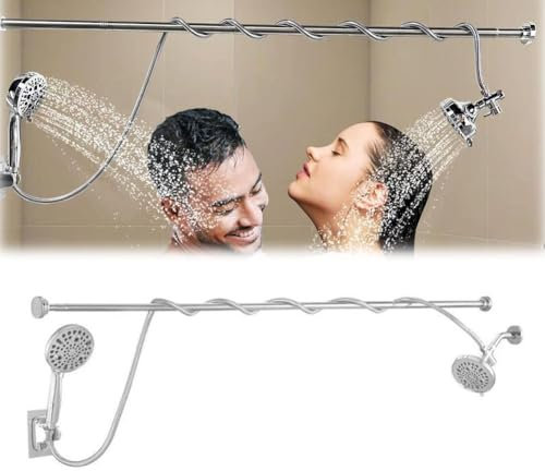 Cabezal de ducha doble para parejas, cabezales de ducha dobles de alta presión para dos personas, sistema de dos cabezales de ducha ajustables de alta presión, fácil instalación y diseño antifugas, se