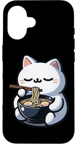 Cat Eating Ramen Noodles Kawaii Anime Japanese Cute Neko Case for iPhone 16