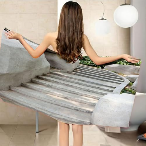 Generisch Strandtuch XXL Steinstufen Mikrofaser Handtuch Groß 150x200 cm Strand Badetuch Treppe, Schnelltrocknend und Sandfrei, für Reise, Sauna, Yoga, Camping A-6785