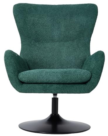 Warmiehomy Swivel Armchair Chenille Swivel Accent Upholstered Wing Back Armchair with Black Legs for Living Room/Bedroom/Study(Green)