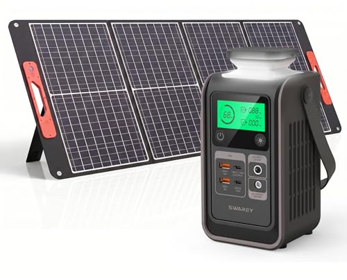 SWAREY Kit Énergie Solaire Portable – Générateur 192Wh + Panneau Solaire Pliable 100W – Charge ultra rapide Type-C PD 140W, DC 120W, USB QC3.0
