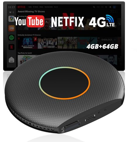 Carplay Wireless Adapter, AI Box Android Auto für YouTube/Netflix, 4+64GB