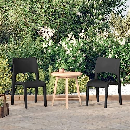 Ordellia Gartenstühle 2er Set, Polypropylen Anthrazit, stapelbar, 50x51x82 cm, für Balkon, Terrasse, Bequeme Outdoor Stühle