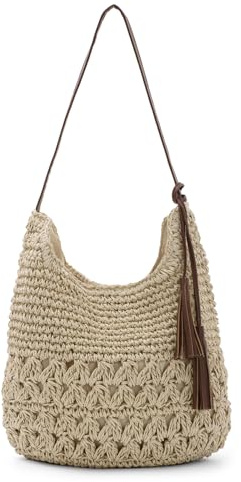 Freiesoldaten Femme Tissé en Paille Sac à Bandoulière Plage d'été Sac Fourre-tout Fait Main Au Crochet Sac Hobo Pour les Vacances