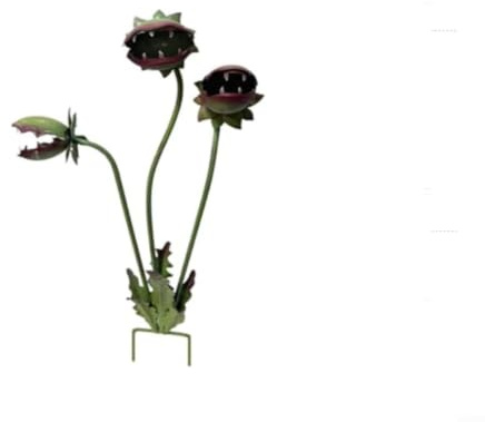 BlesConi Übergroße Venusfliegenfalle aus Metall, werkzeuglose Installation, Garten für Skulptur für den Außenbereich, witziger Akzent (17 cm)