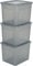 Iris Ohyama Vielseitige Aufbewahrungsboxen, 30L, 3er-Set, Grau, Deckel leicht schließbar, Stapelbar, Plastik, Für Schrank, Regale, Klassenzimmer, Organisation, Spielzeug, Kunstbedarf, Schuhe, MCB-30