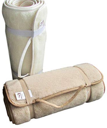 Alpenwolle Sportmatte rutschfest, Yogamatte,Gymnastikmatte, Fußmatte,Bettteppich 100% Wolle (weiß, 50x200 cm)