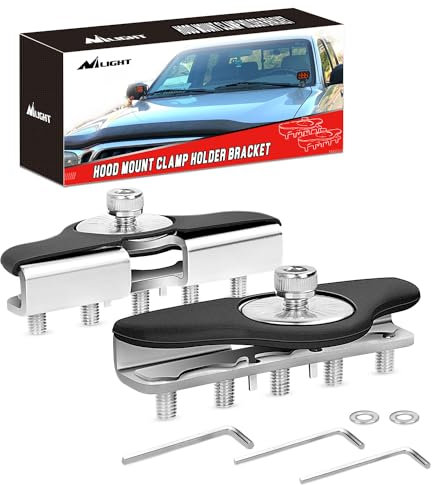 Nilight 90025B Lichtleisten-Halterungen, 2 Stück, Universal-Hauben, LED-Arbeitslicht, Klemmhalter für SUV, LKW, Offroad - Ohne Bohren, 2 Jahre Garantie