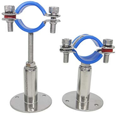 Verstellbare Rohrschelle aus Edelstahl, Wand-/Deckenhalterung für 2,5 cm (1 Zoll) Rohre, robuste, rostfreie Halterungen mit Schrauben, 2 Stück