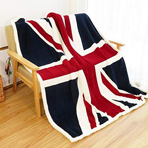 Ukeler Flanell-Sherpa-Überwurf, 127 x 152 cm, Union Jack-Fleece-Decke, weich, bequem, Flanelldecke, Überwurf für Bett/Couch/Sofa/Büro/Camping