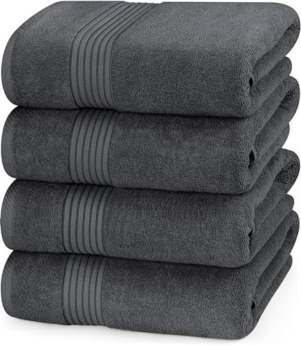 Utopia Towels - 4er-Pack mittelgroße Badetücher aus 100% Baumwolle mit Aufhängeschlaufen, 60x120 cm Duschtuch, weiche und saugfähige Handtücher (Grau)