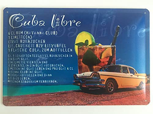 Blechschild 20x30cm gewölbt Cuba Libre Strand Kuba Havana Deko Geschenk Schild