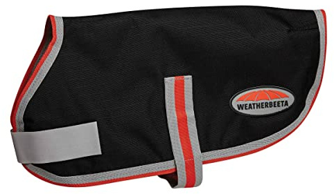 WeatherBeeta ComFiTec 1200D Therapy-Tec Dog Coat, Black/Silver/Red, 25cm