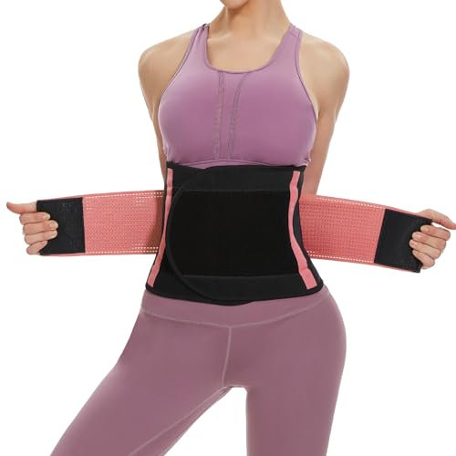 SIHOHAN Bauchweggürtel, Schwitzgürtel Fitness Gürtel, Verstellbarer Taille Trimmer Gürtel Fitnessgürtel, Waisttrainer Taillenformer, Bauchgürtel für Herren und Damen(Rosa, XL)