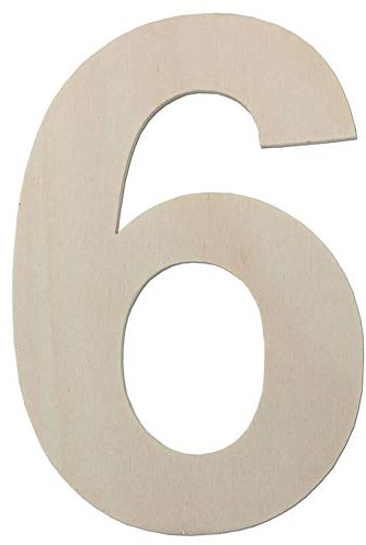 Zahlen aus Holz - Stil und Größe wählbar - bis 80 cm Höhe wählbar (60 cm, 6)