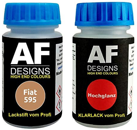 Touch Up per Fiat 595 Beige Fanal Metallic + Vernice Trasparente Da 50ml Auto Base Set