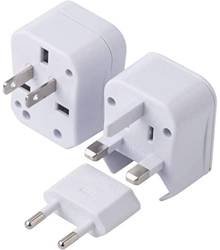 Adaptateur de Voyage – Adaptateur Prise Courant International Universel – Embouts 3 en 1 –220V (Blanc)