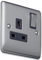 Caradok 13A 1gang switched socket, double pole Brushed Chrome, Metal Switch, Grey Insert