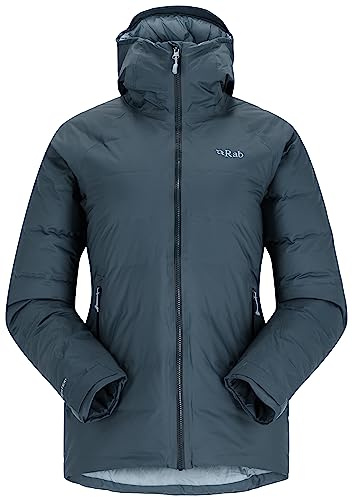 Rab Women's Valiance Down Jacket Waterproof Windproof Insulator for Climbing, Mountaineering, & Casual - Orion Blue - 16