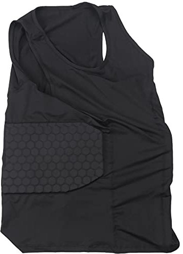 Herren Rippenschutz Gepolsterte Weste Kompressionsshirt Trainingsweste mit 3 Pads für Fußball Fußball Basketball Schutz XL