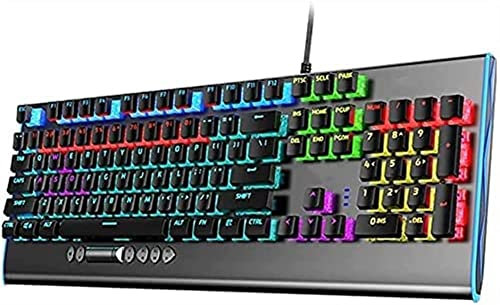 Corsehild Tastiera da Gioco Meccanica, PORTATO Tastiera cablata retroilluminata Arcobaleno, 104 Tasti, Adatti for PC e Computer Desktop