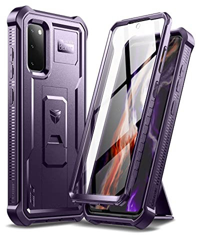 Dexnor Kompatibel mit Hülle Samsung Galaxy S20 5G, eingebauter Displayschutz und Ständer, robust, Militärqualität, stoßfest, Schutzhülle Kompatibel mit Samsung Galaxy S20 5G, lila