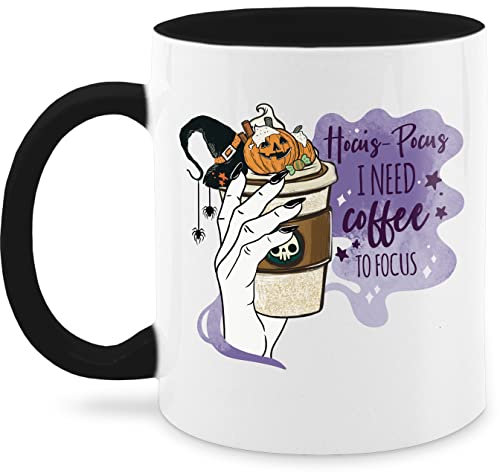 Tasse Tassen 325ml - Halloween - Hocus Pocus - I need Coffee to Focus - Kaffee Kürbis Zimt to-go - 325 ml - Schwarz - mit halloween-tasse haloween outfits hocus+pocus haferl mug hellowee pott